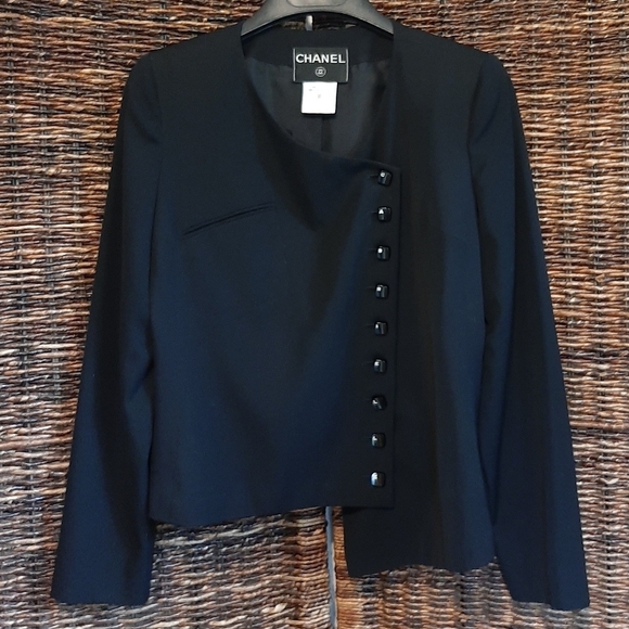 CHANEL Wool Silk Gabrielle Blazer Black 38 Small Asymmetrical Jacket Edgy Coat 6 - Picture 1 of 11